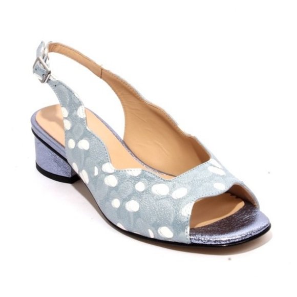 ITALIAN Multicolor Leather Slingbacks Heel Sandals - Picture 1 of 8